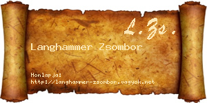 Langhammer Zsombor névjegykártya